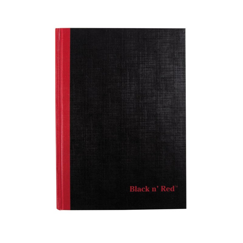 Black n' Red Notebook, Business Journal, 8-1/4""x 5-7/8"", 96 Sheets, Ruled, Optik Paper, Hardcover, Casebound, Black (E66857) - Image 1